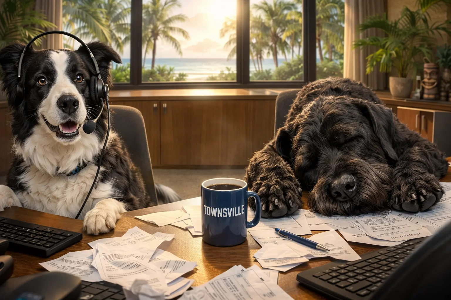 Ember and Max manning the support desk